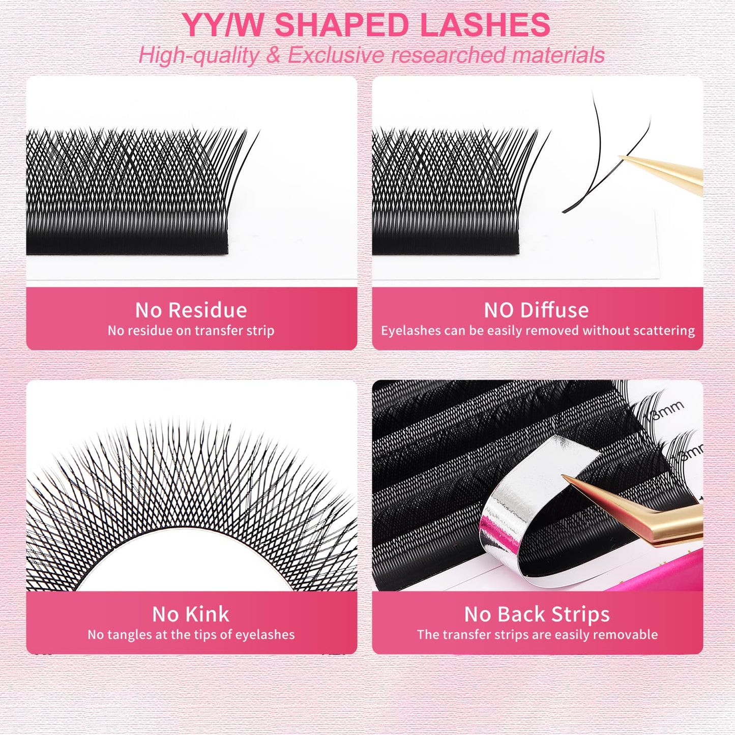 YY Lash Extensions Supplies Y Eyelash Extensions 0.07mm Thickness D Curl 12mm Premade Fans 4D Russian Volume Matte Black 12 Rows Crisscross Eye Lashes(YY-0.07-D,12mm)