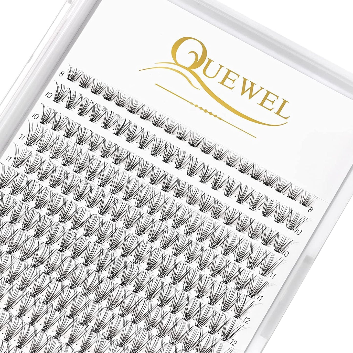 QUEWEL Lash Clusters 240Pcs Cluster Lashes 10D 0.10C Curl 12mm Individual Lashes Soft&Comfortable DIY Eyelash Extension at Home(10D 0.10C 12)