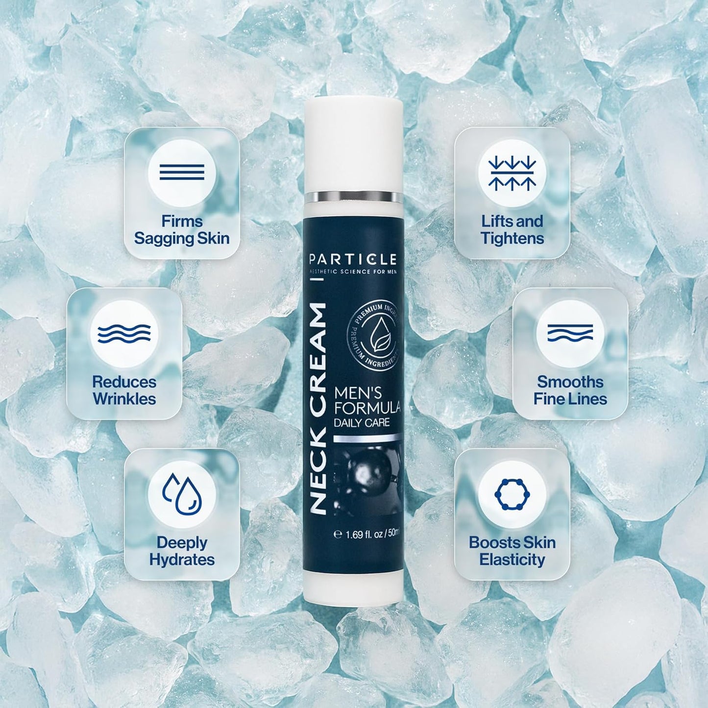 Particle Neck Cream for Men - Firming Cream, Lift and Moisturize The | Use on Saggy Skin or Turkey Anti Aging Triple Action with Collagen, Hyaluronic Acid, Retinol, 1 pack, 1.7 Fl Oz