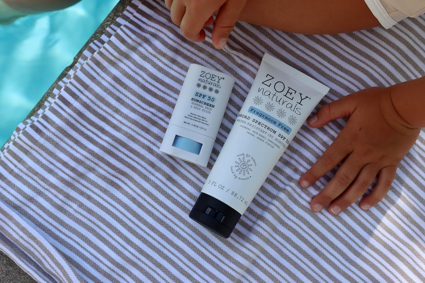 Zoey Naturals SPF 50 Mineral Sunscreen Stick for Babies & Kids - Safe Sunblock Moisturizer for Body & Face - with Rose Hips Oil, Zinc Oxide, Cruelty Free and Reef Safe, Made in USA