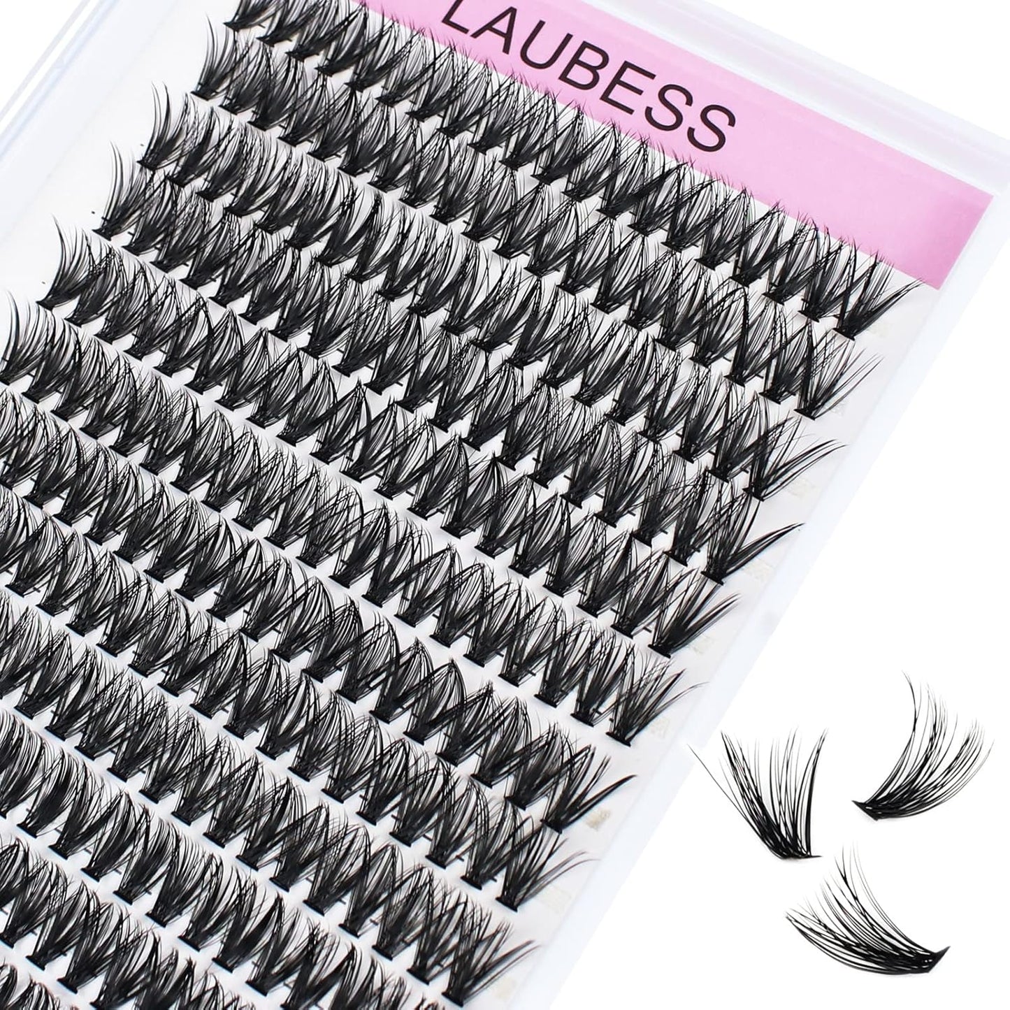 Lash Clusters LAUBESS Individual Lashes Waterproof Eyelash Clusters Mixed Tray Cluster Eyelash Extensions Soft Cluster Lashes for Beginners (40D-D-16)