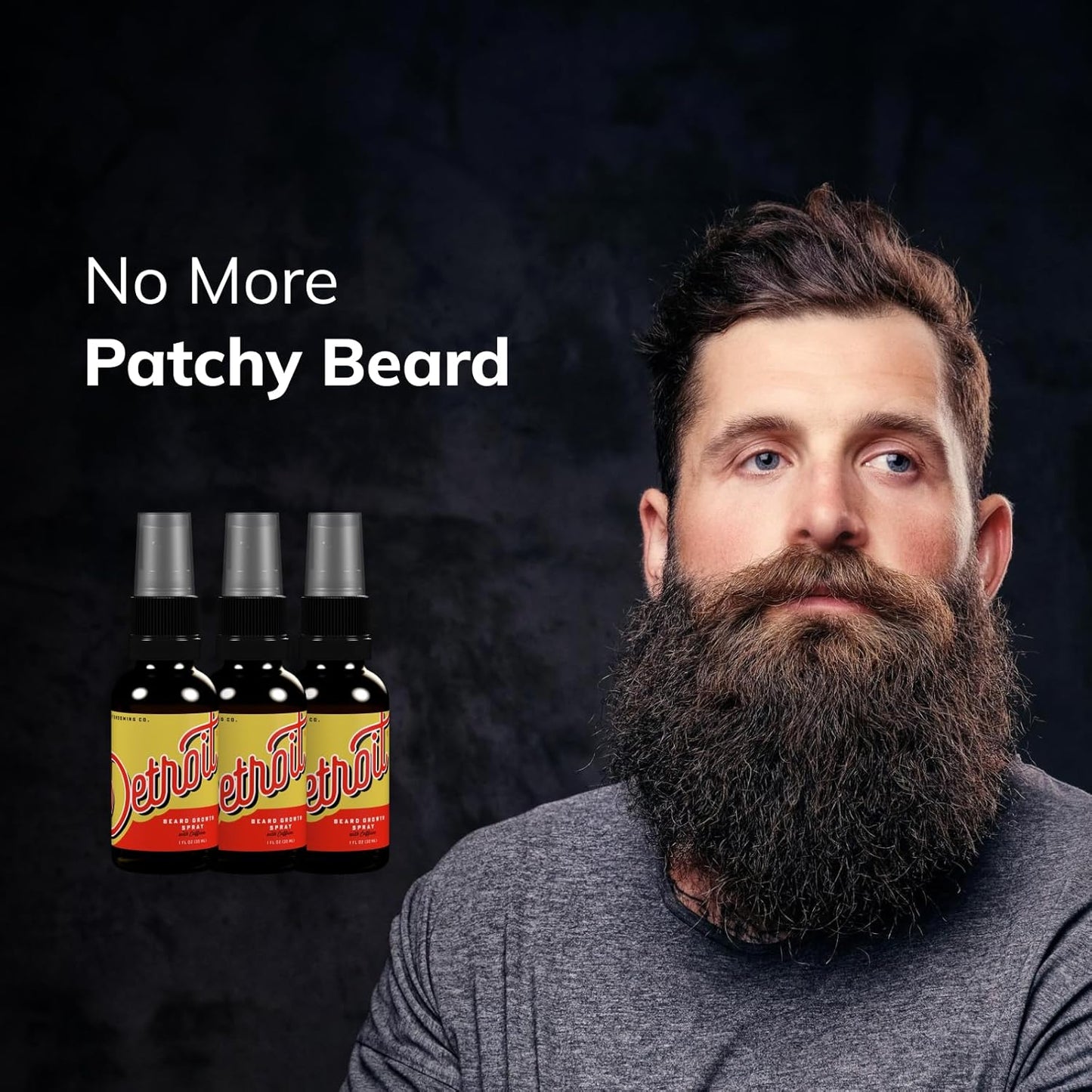 Detroit Grooming Co. Beard Growth Spray | Boost Beard Growth with Biotin, B7 & Caffeine | Hydrating Beard Care with Lavender Water, Green Tea & Glycerin | 1oz Bottles (3-pack)