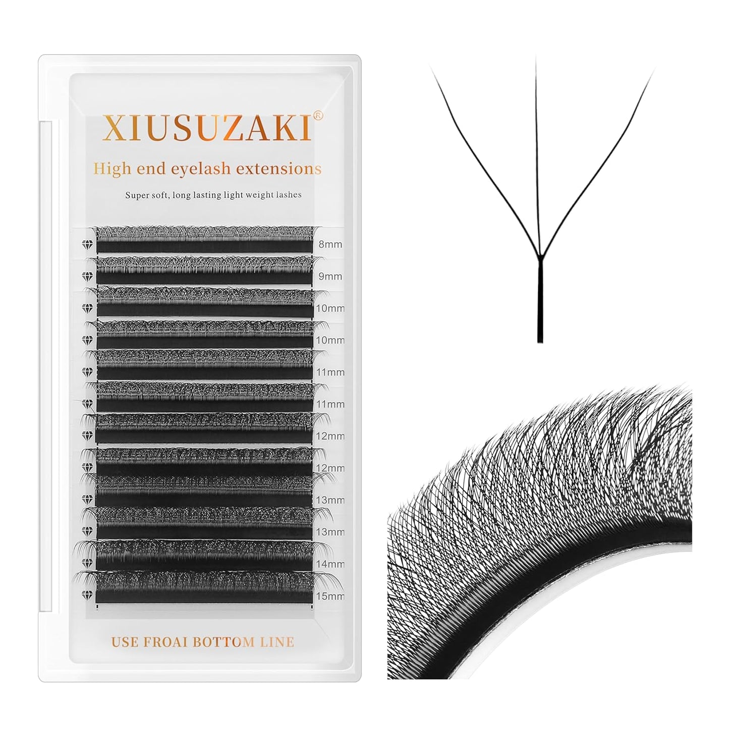 W Lash Extensions Supplies 3D Eyelash Extensions W Shape 0.07mm Thickness C Curl 12mm Premade Fans Easy Fan Lashes Volume Matte Black 12 Rows Crisscross Eye Lashes(W-3D-0.07-C,12mm)