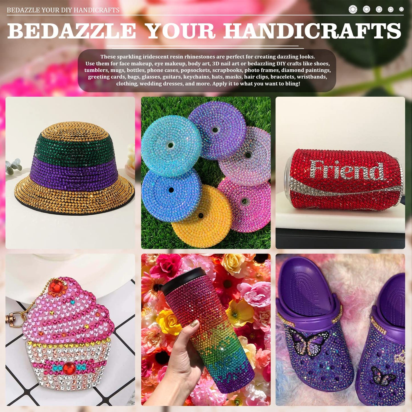 Resin Rhinestones Crafting, 2/3/4/5/6mm Flatback Jelly Rhinestones, 1 Box Lavender Purple AB Non Hotfix Crystal Gems for Bedazzling Crafts Mugs Tumblers Clothes Makeup Nail