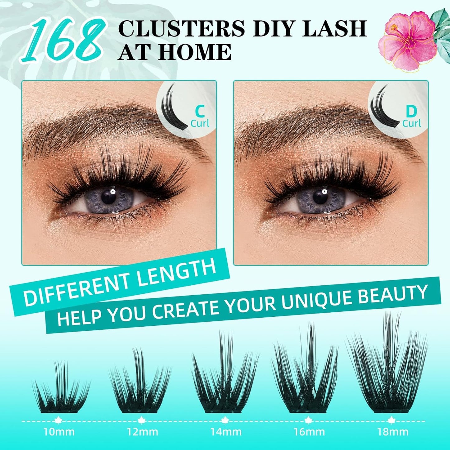 Lash Clusters Wet Look 168Pcs Eyelash Cluster Ultra-Thin Lash Band Eyelashes Extensions Spiky Anime Wide Span Lashes(Orchid,D-12mm)