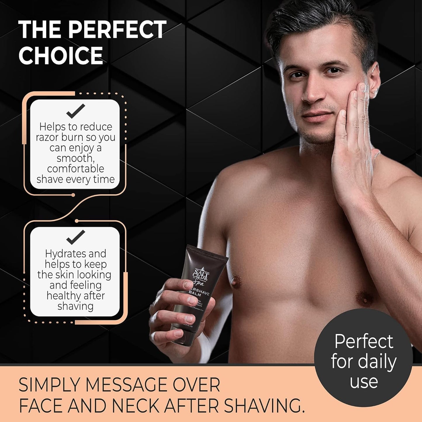 Salt Cellar Dead Sea Aftershave Balm – All Natural Men’s After Shave Balm Enriched with Dead Sea Minerals – Soothes Razor Burns and Leaves Skin Smooth, Supple and Well Protected – Paraben Free