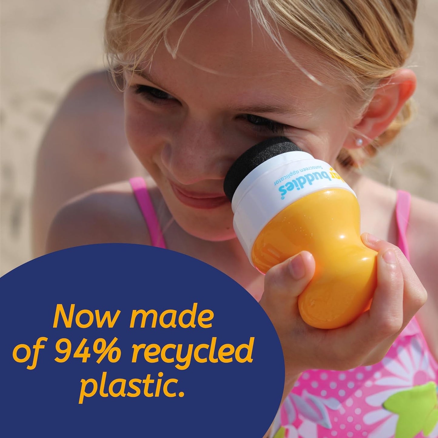 Solar Buddies Bag Bundle & Carabina Clip - Full Blue - Refillable Roll on Sponge Sunscreen, Suncream & Lotion Applicator For Kids, Adults & Families - Holds 3.4fl oz, Perfect Size for Travel