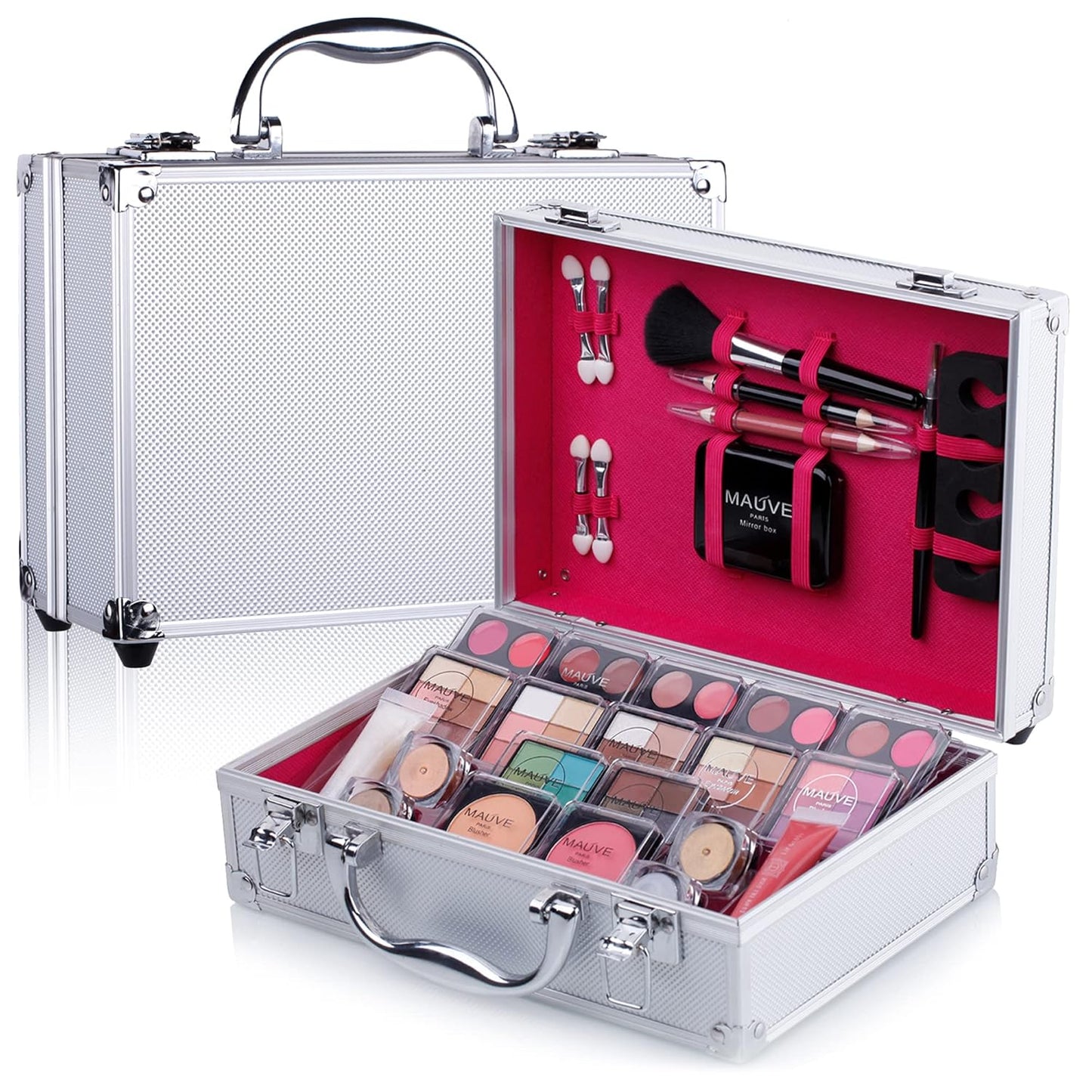 Makeup Kit for Girls and kids 8-12 Carry All Makeup Train Case with Pro Makeup for Teens Women Full Starter Cosmetics Set (SILVER)