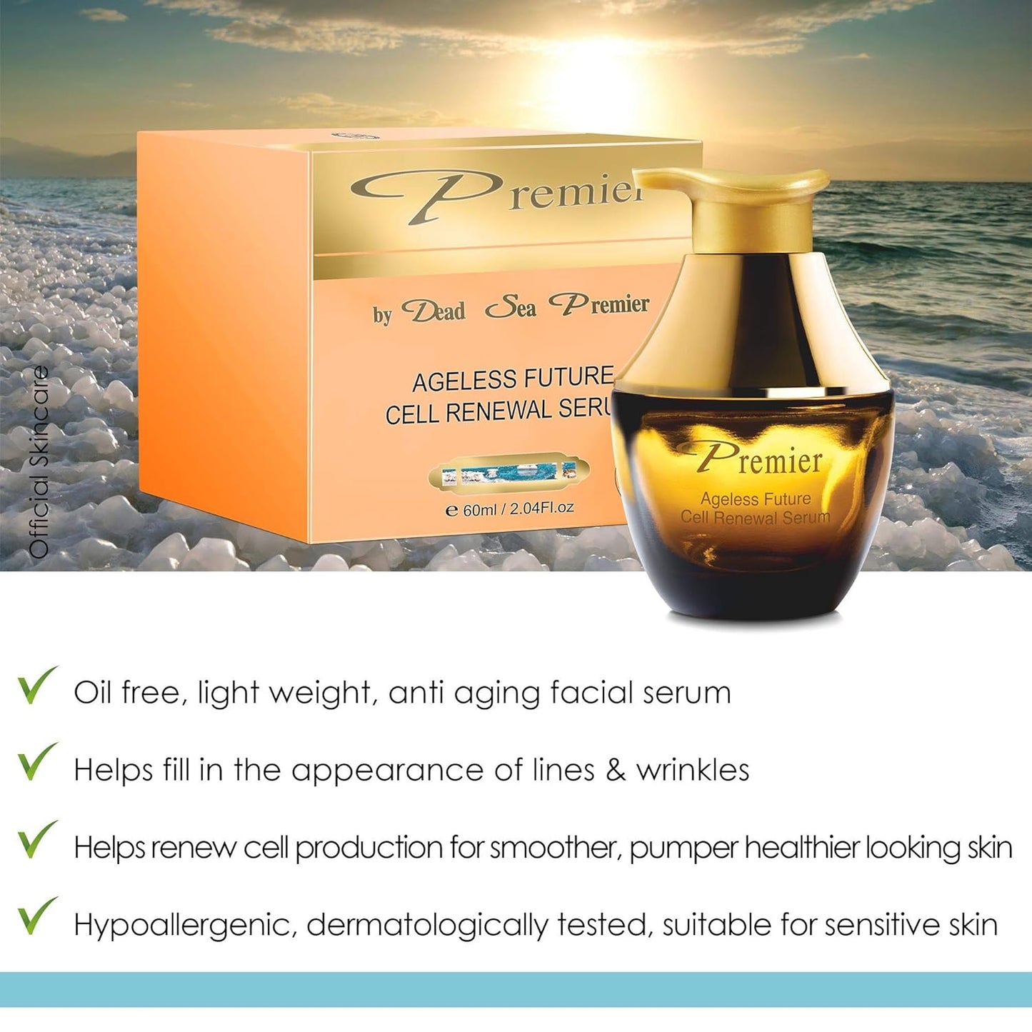 Premier Dead Sea Classic Ageless Future Cell Renewal Serum 2.04 Fl oz