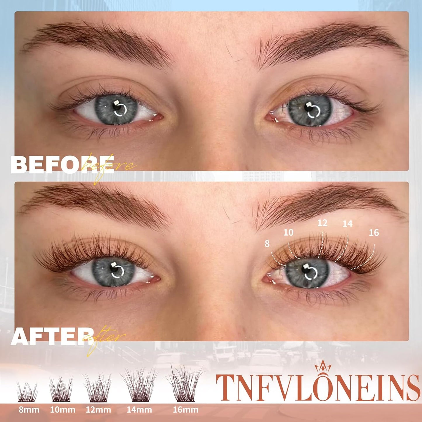 Brown Lash Clusters Natural Eyelash Clusters Fluff Individual Lashes Wispy Cluster Eyelash Extensions 8-16MM Lash Extensions Matte Brown Lashes Clusters Soft Eye Lashes Pack by TNFVLONEINS