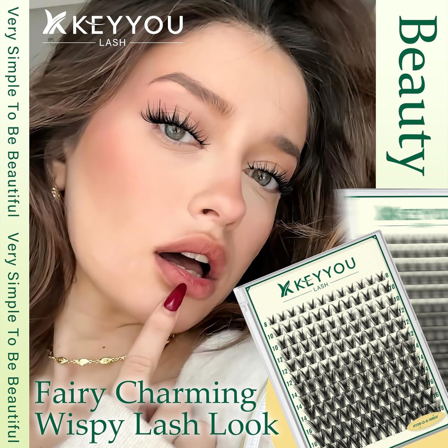 Lash Clusters Manga Lash Extension KEYYOU LASH D Curl 144pcs 8-18mm Wispy Eyelash Clusters Natural Volume Eyelash Extensions Individual Lashes DIY at Home(KY08,D-8-18MIX)