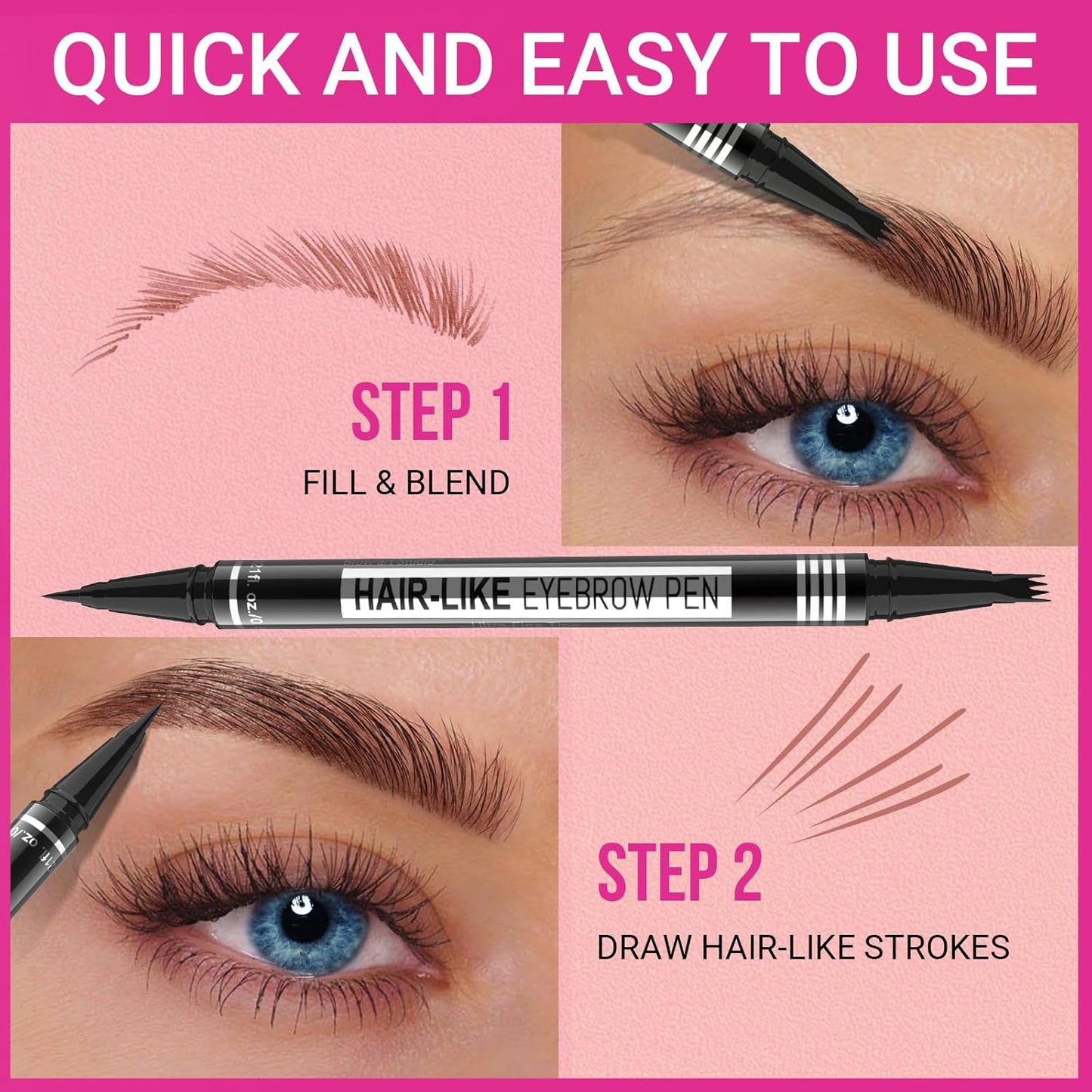 iMethod Microblading Eyebrow Pen - Eyebrow Pencil Magical 2-in-1 Dual-Ended Eye Brow Pencils for Women with 4-Fork-Tip & Precise Brush-Tip Create Natural Hair-Like Brows, Last All-Day, Grey