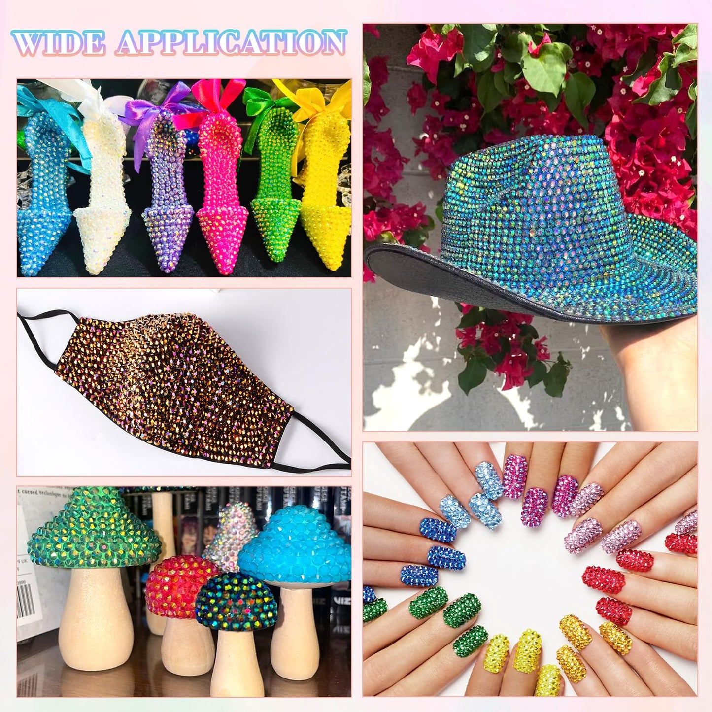 12600Pcs Resin Rhinestones with B7000 Jewelry Glue for Crafting, Multicolors 4mm Non Hotfix Flatback Gems, Bedazzling Crystal for DIY Crafts Clothing Tumblers Mugs Shoes Fabric Decor Nail Art