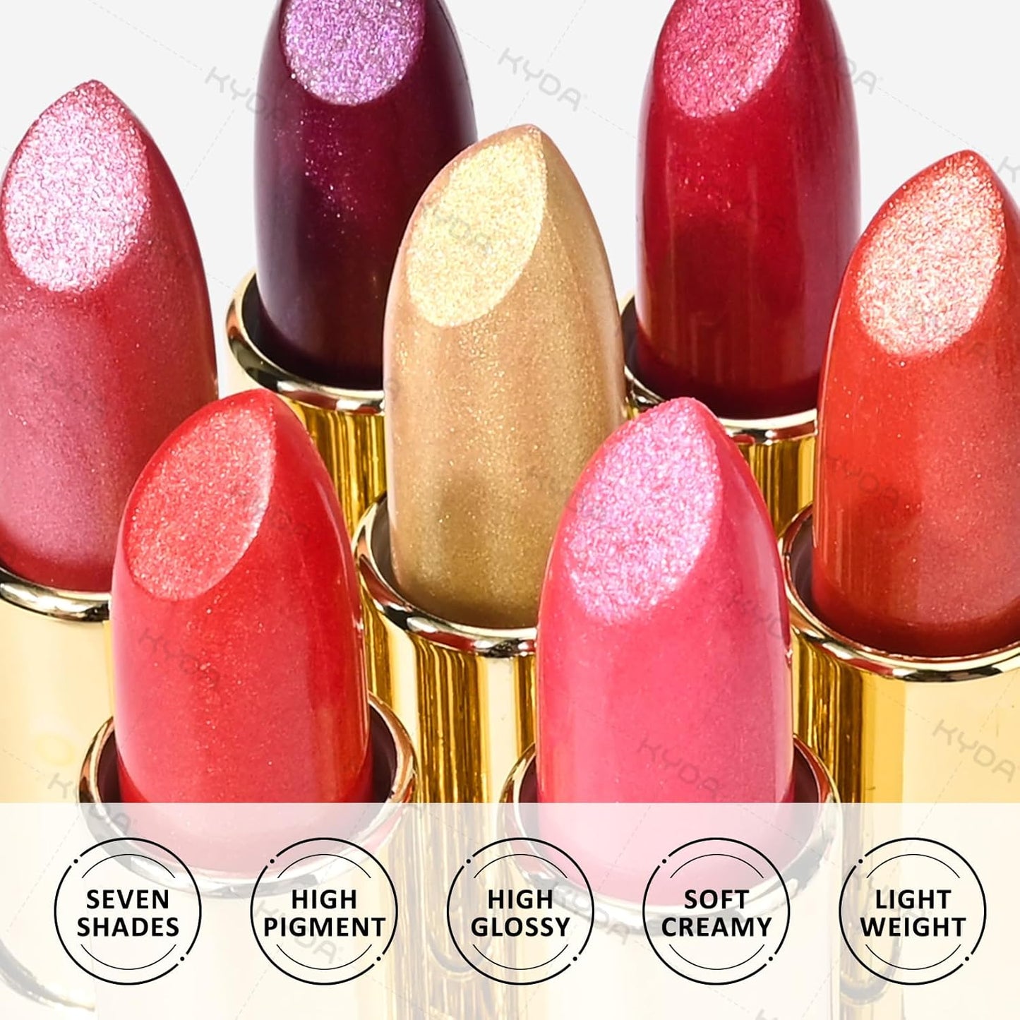 KYDA Red Shimmer Lipstick, Metallic Pearl Lipstick, Lasting Non-sticky Glitter Lips Color, High Glossy Lips Makeup for Women, Cameo Brown