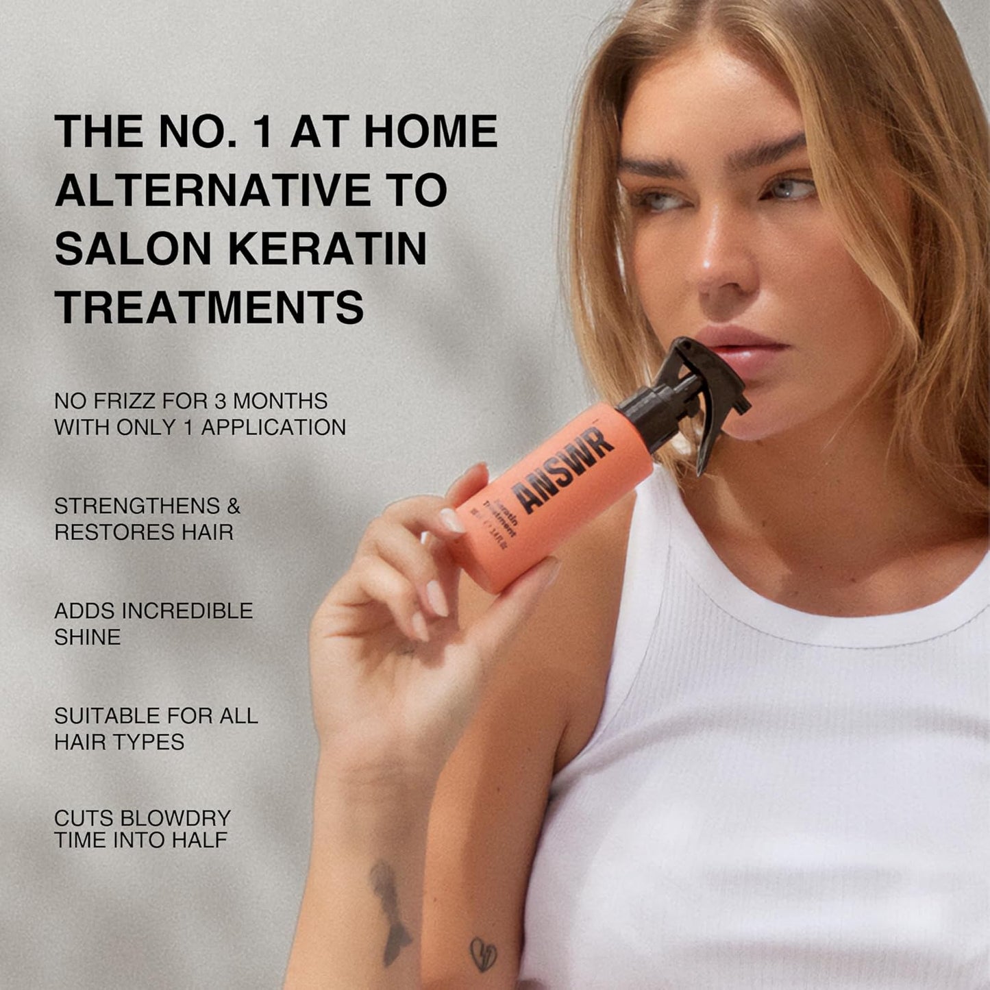 ANSWR At Home Brazilian Keratin Hair Treatment for All Hair Types – Deep Nourishment, Eliminates Frizz, Salon Results At Home, Sulfate-Free, Safe for Colored Hair, 90 Day Lasting results