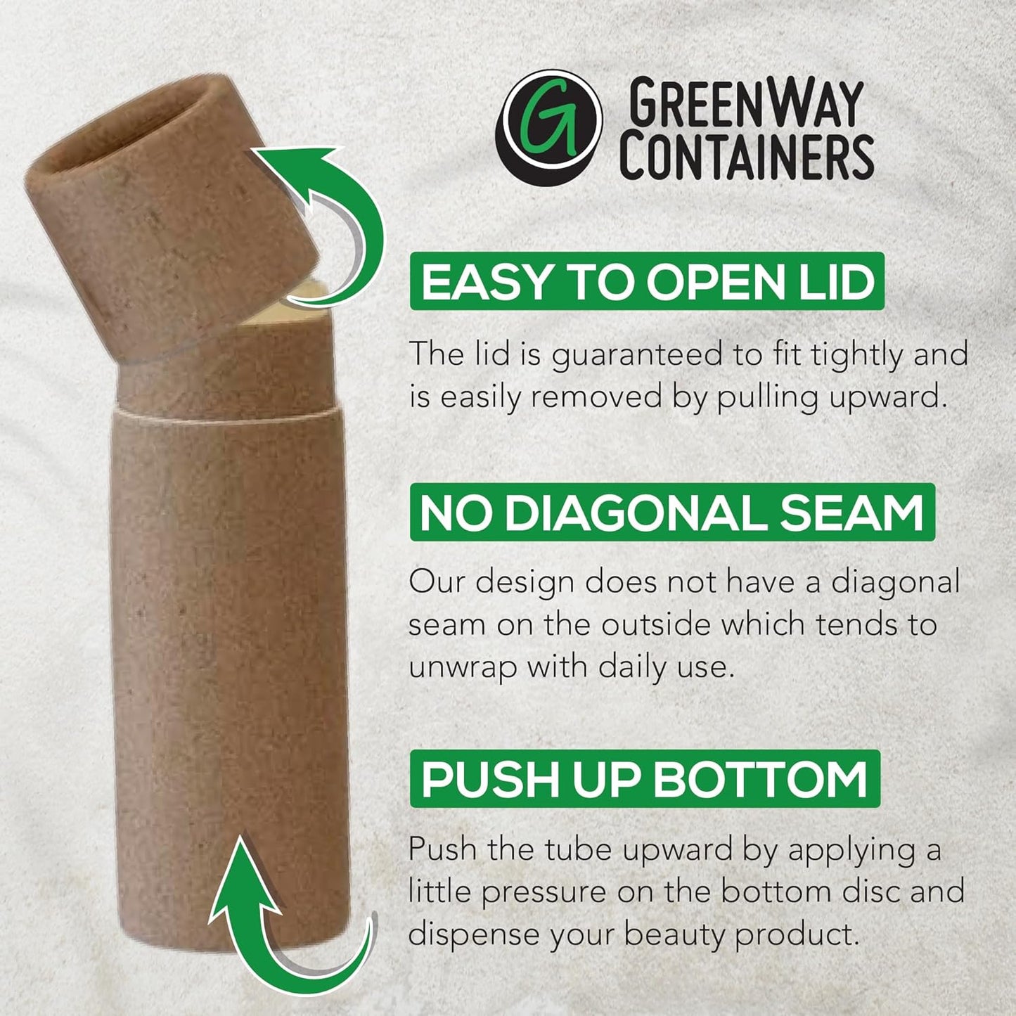 GreenWay 0.15oz / 4.25g Kraft Paperboard Lip Balm Tubes with Lids - 25 Pack Lip Gloss Tubes Refillable DIY Cosmetic Containers – Extra Thick Push-Up Bottom Lip Balm Containers - Black