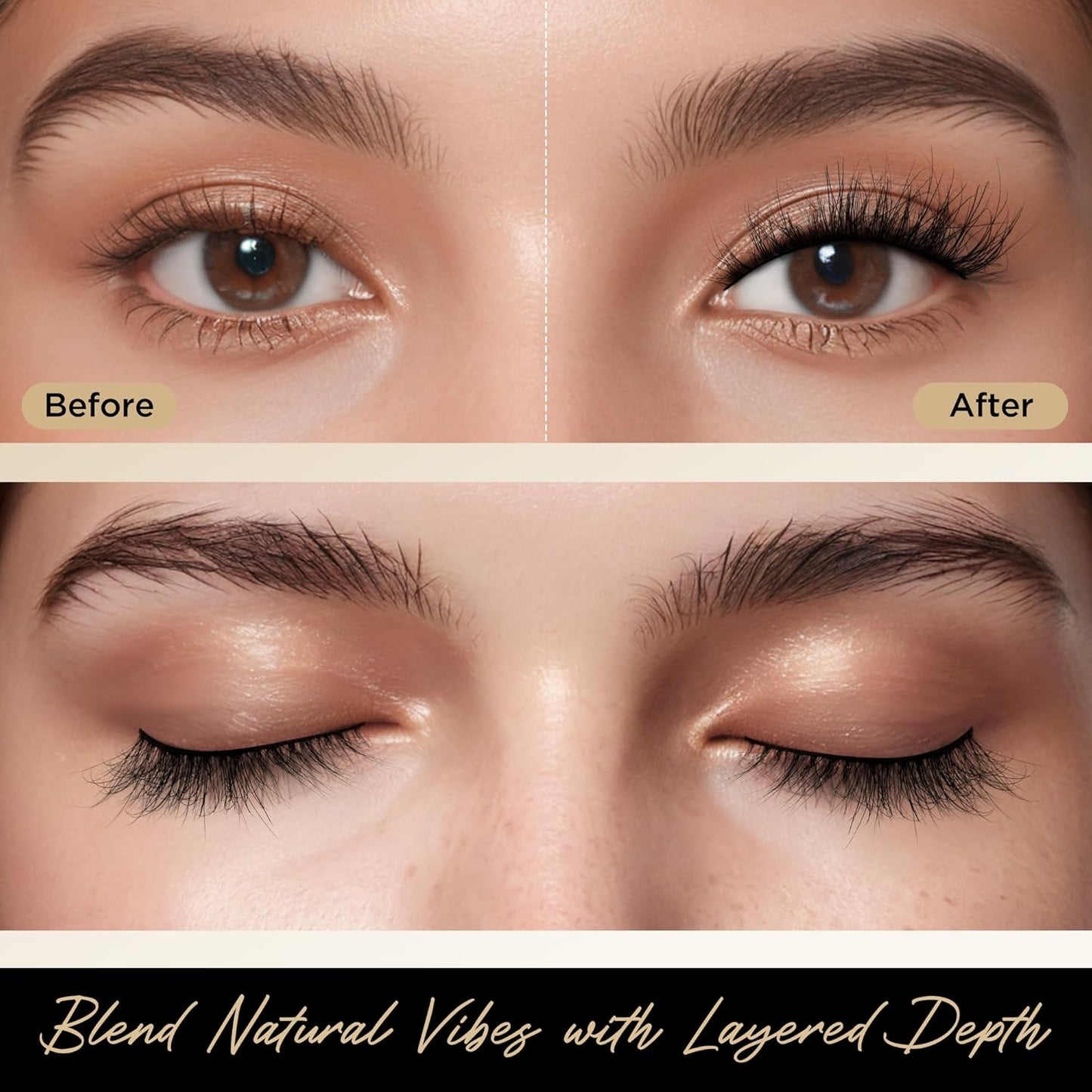 Lashes Mink Natural False Eyelashes - Bepholan Fake Eyelashes Natural Look 3-Pack Cat Eye Lashes Manga Eyelashes Fluffy,XMZ209