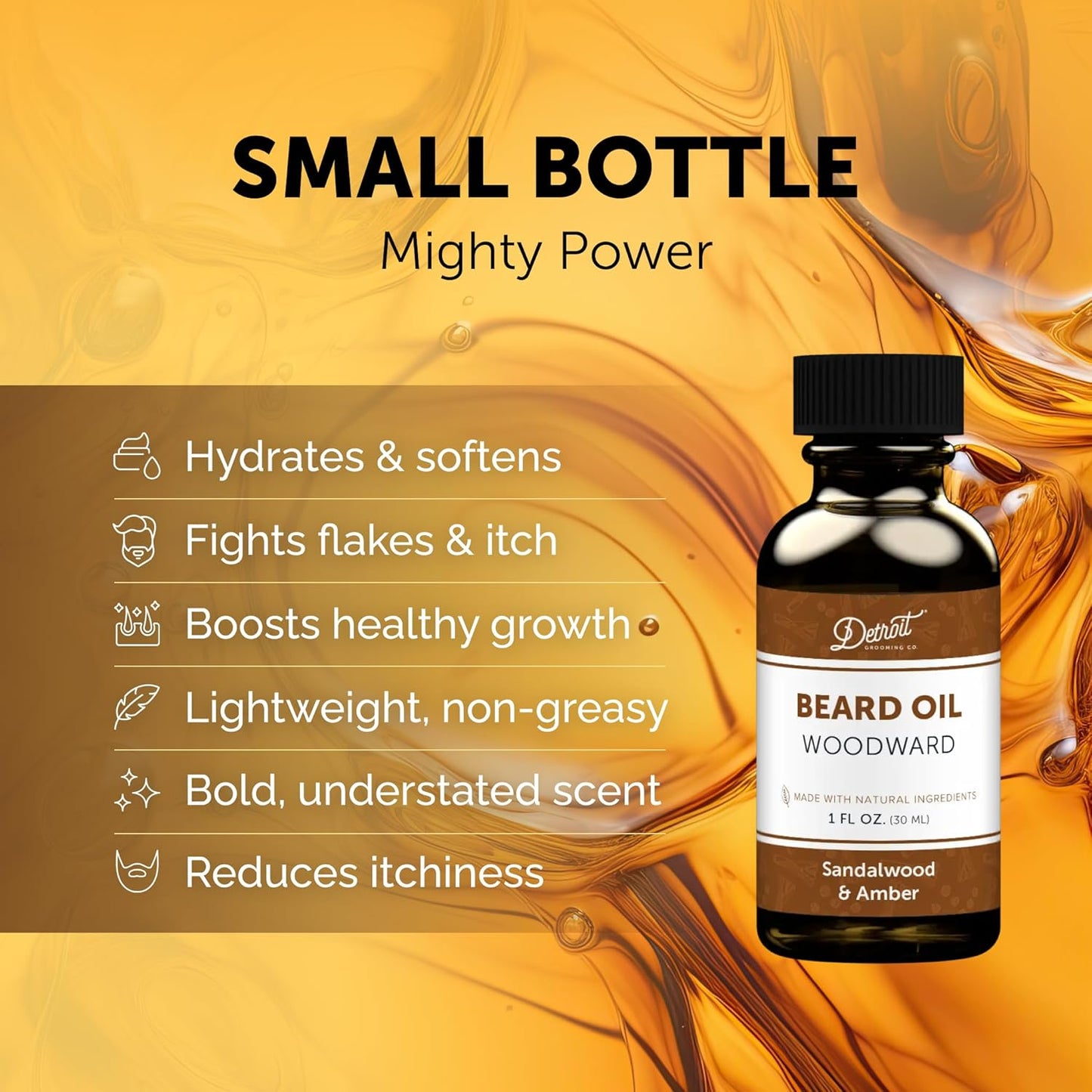 Detroit Grooming Beard Oil | Hydrating & Nourishing Formula • Woodward Scent (1 oz)