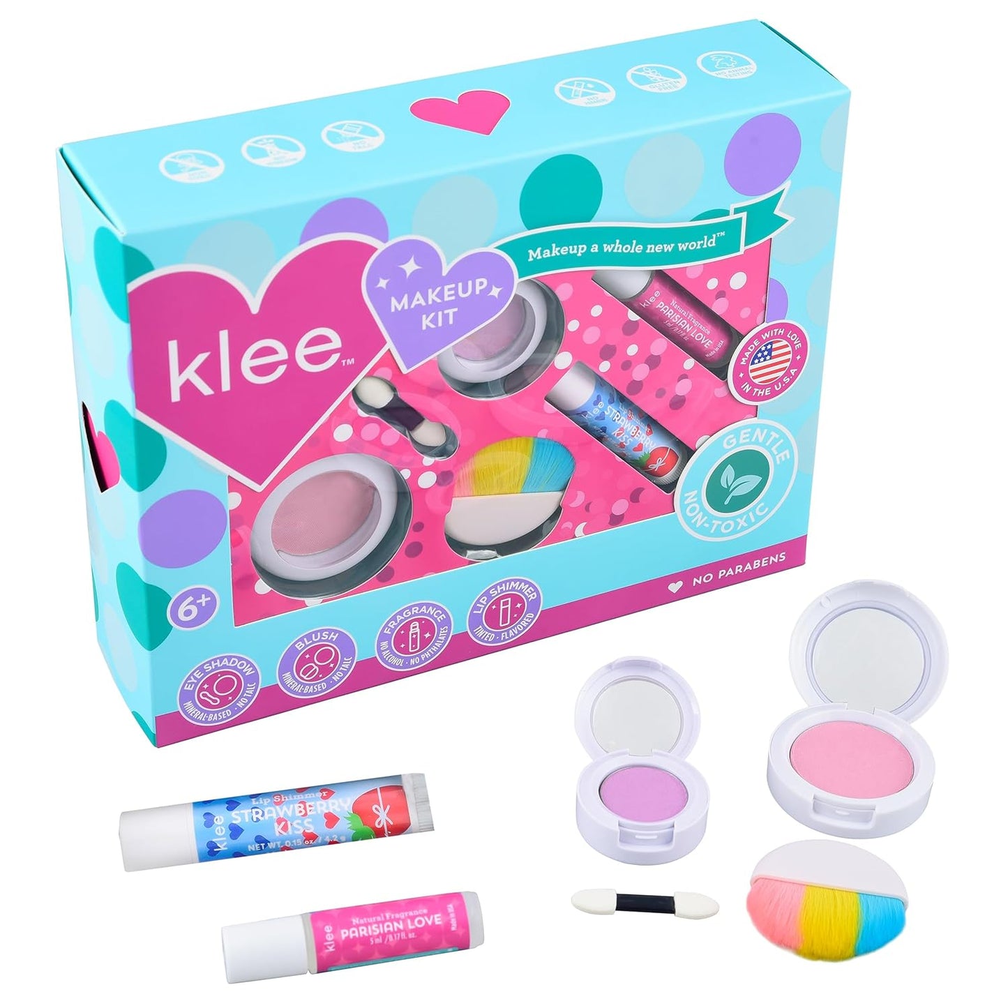 Luna Star Klee Mineral Makeup Kit. Gentle and Non-Toxic. Kid-Friendly. Made in USA. (Swirl of Glee)