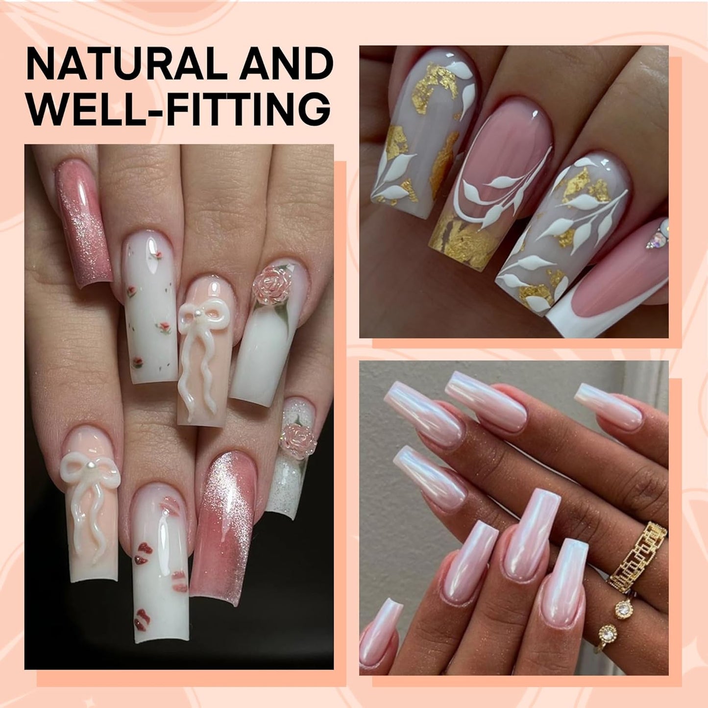 504PCS Half Cover False Nails Tips Acrylic Nail Tips Artificial False Nails Lady French Style Tip Acrylic Fake Nails For Nail Extensions Art Salon Home DIY