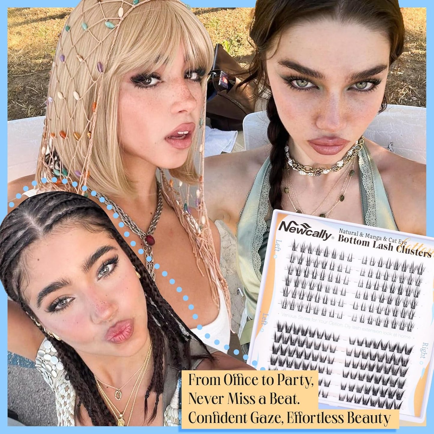 Bottom Eyelash Clusters Lower Lashes Natural Manga Individual Lashes 4-7MM Short Lash Extension Bottom Lash Clusters CC-Curly DIY at Home Easy Application by Newcally