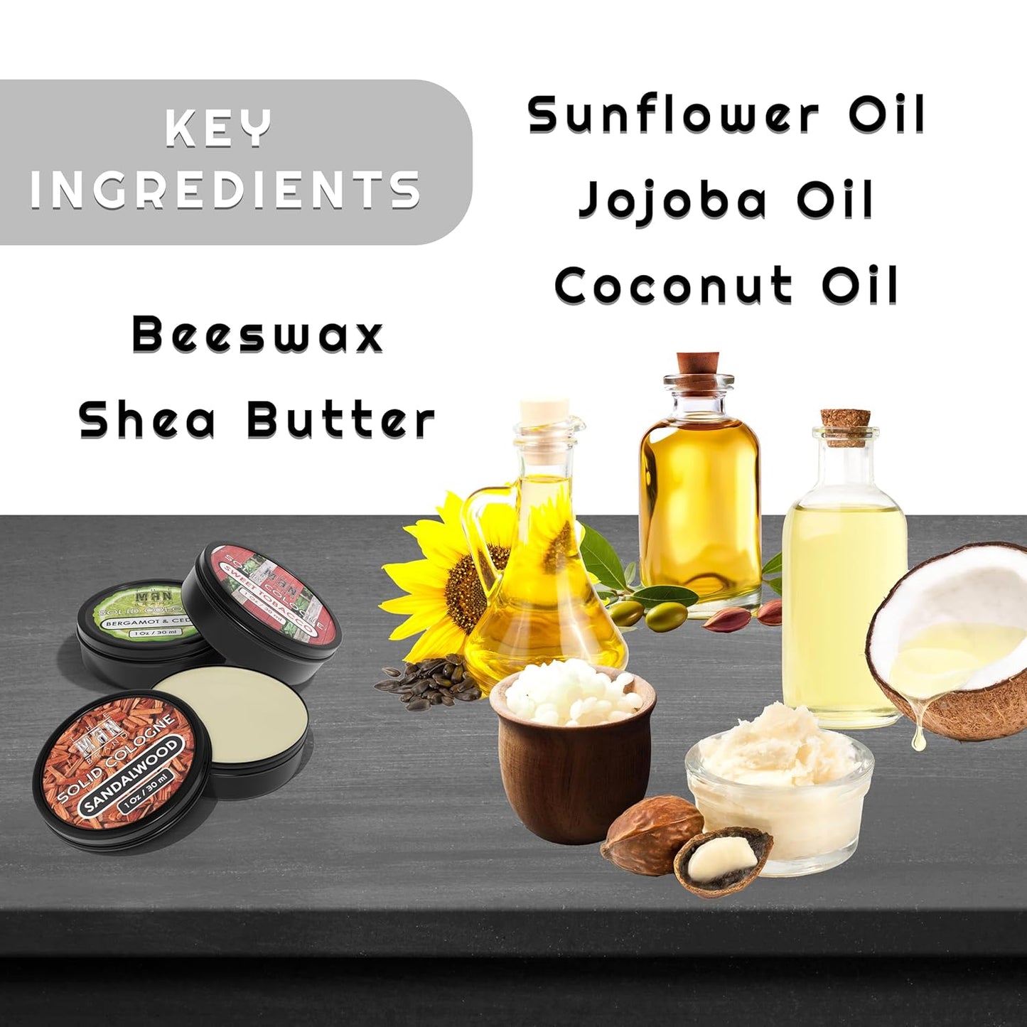 Solid Cologne Men's Cologne Sample Set, Solid Perfume with a Sweet Tobacco, Citrus Bergamot, and Sandalwood Men's Fragrance (1 Ounce (Pack of 3), Bergamot and Cedar/Sandalwood/Sweet Tobacco)