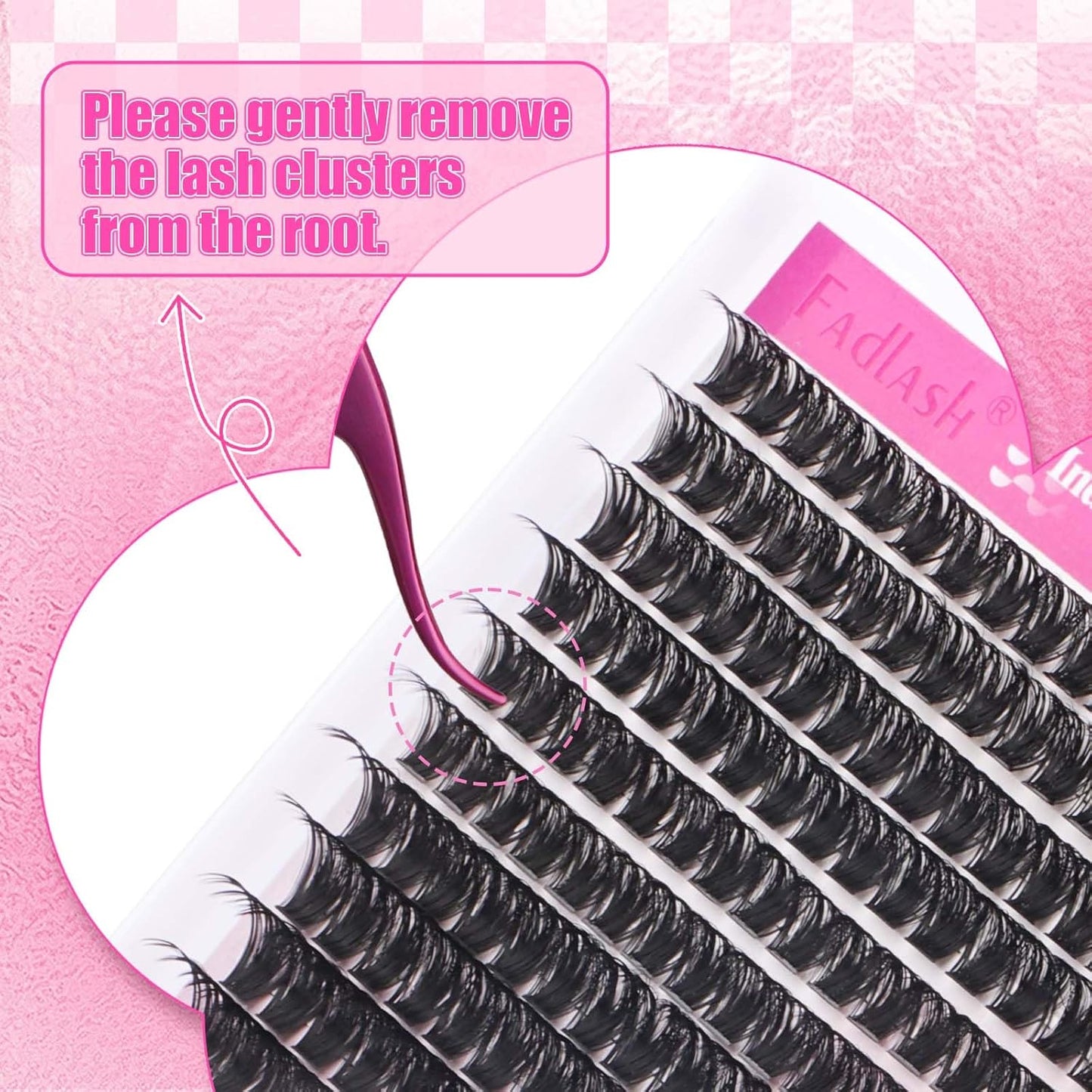 FADLASH Cluster Lashes D Curl Wispy Individual Lashes DIY Eyelash Extension Natural Look Reusable Fluffy Cluster Eyelash Extensions Self Application At Home (100D-0.07D-12-18MIX)