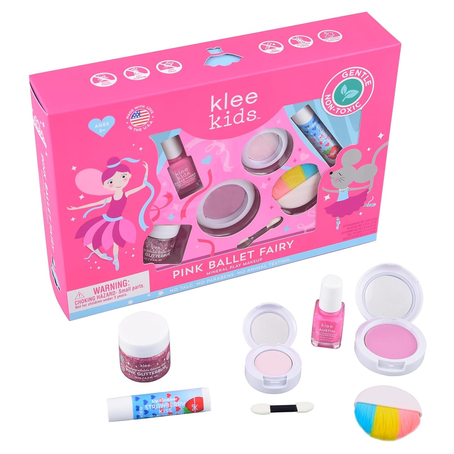 Luna Star Naturals Klee Kids Deluxe Play Makeup Kit. Gentle and Non-Toxic. Made in USA. (Pink Ballet Fairy)