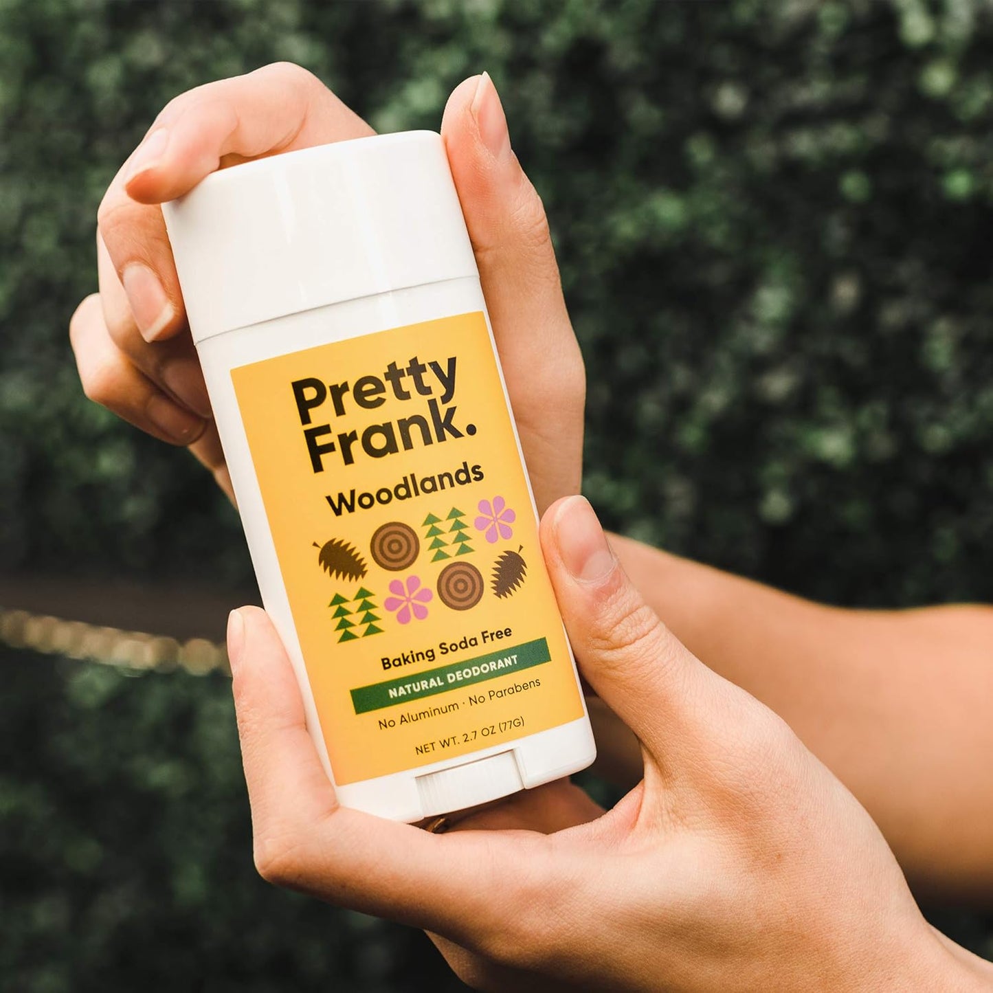 Pretty Frank Natural Aluminum-Free Deodorant Stick, Baking Soda-Free, Woodlands (1-Pack) | Sensitive Skin Friendly, Effective Odor Control for Women & Men, Organic Ingredients and Essential Oils