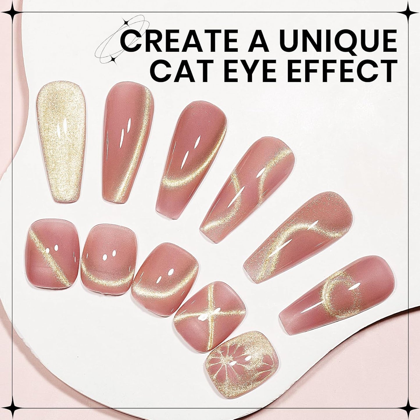 Pink Cat Eye Gel Nail Polish,Magnetic Glitter Cateye Gel Polish Holographic Shimmer Gel Polish Cat Eye Effect with Magnet Soak Off U V Gel Salon DIY at Home, 0.5 OZ