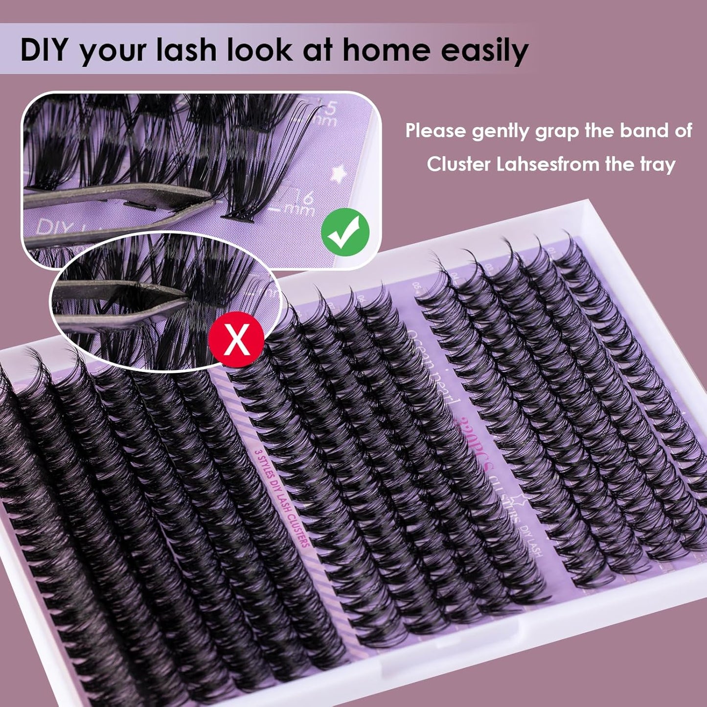 Ocean Pearl Lash Clusters 320PCS Natural Individual Lashes 11-20MM 30D 40D 60D Thick Volume Eyelash Extensions Soft Eyelashes D Curl Eyelash Clusters DIY Lash Extension-30+40+60D
