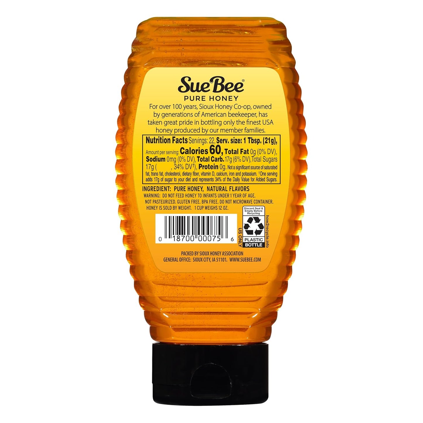 Sue Bee Naturally Flavored Lemon Honey For Tea and Water, Salads, Made in USA, 16 oz