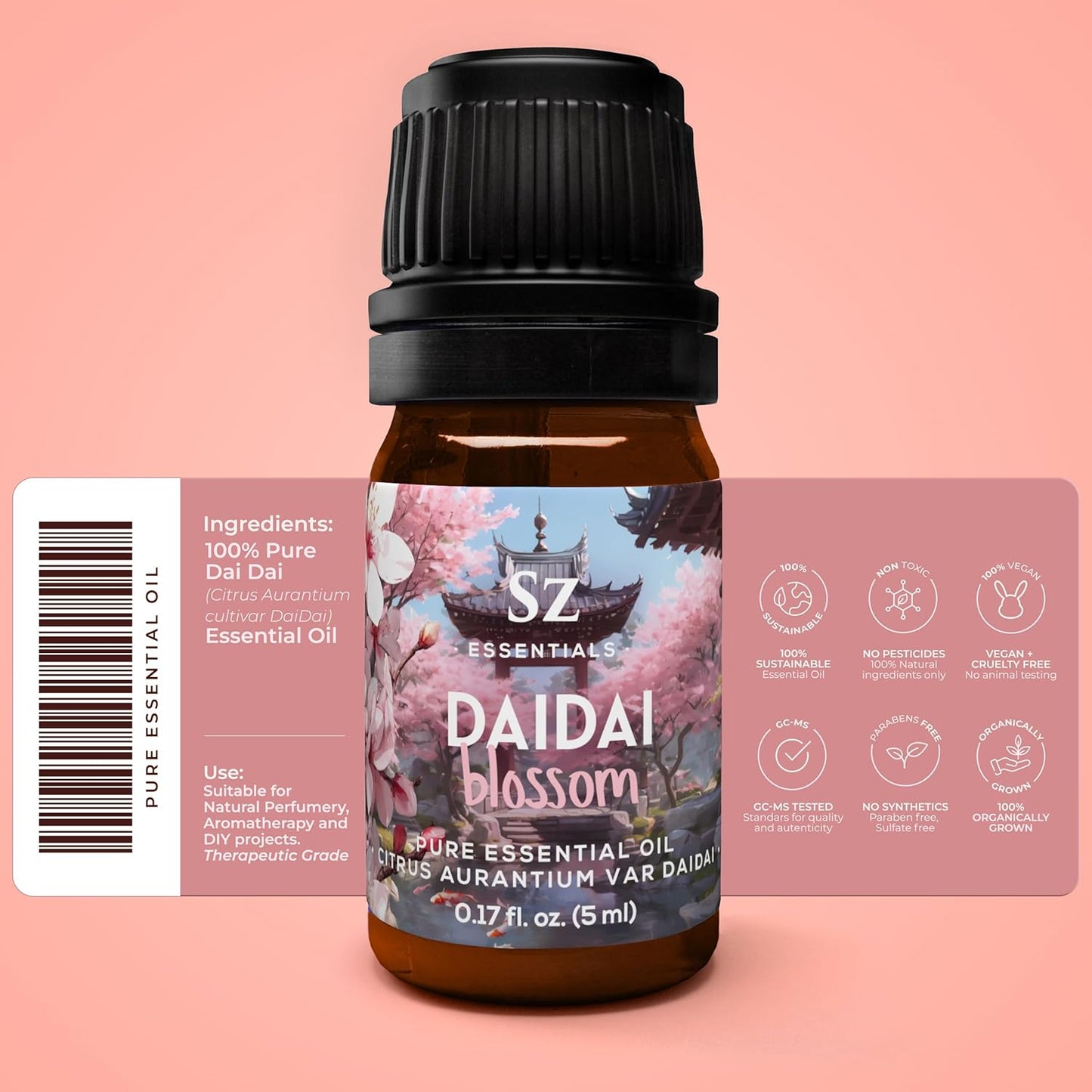 Daidai Blossom Essential Oil - 100% Pure and Undiluted Neroli-Daidai - Citrus Aurantium cv Daidai - Floral & Citrusy Scent with Oriental Overtones - Therapeutic Grade & Vegan - 0.17oz