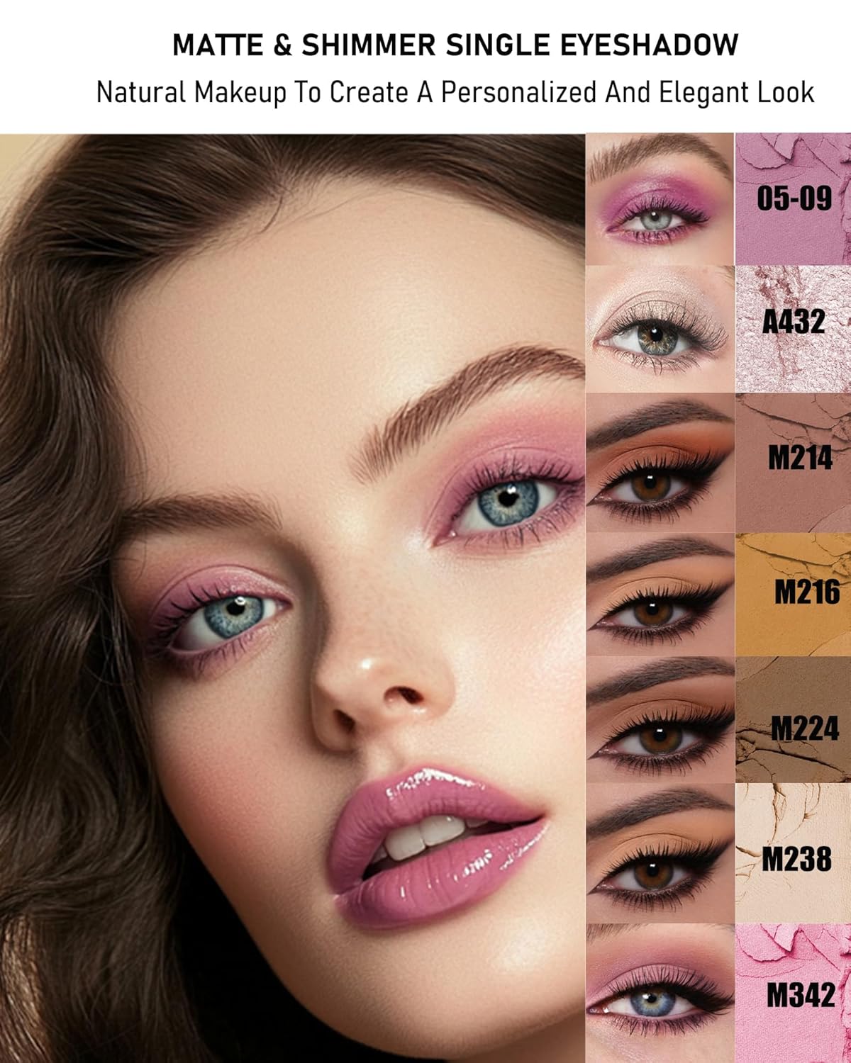 Single Matte Eyeshadow,Nude Beige Brown Eye Shadow Palette Primer Base Makeup,High Pigment Waterproof Pressed Eye Shadows Powder with Smooth Powder,Lightweight Blendable Formula for Daily Eye Look-238