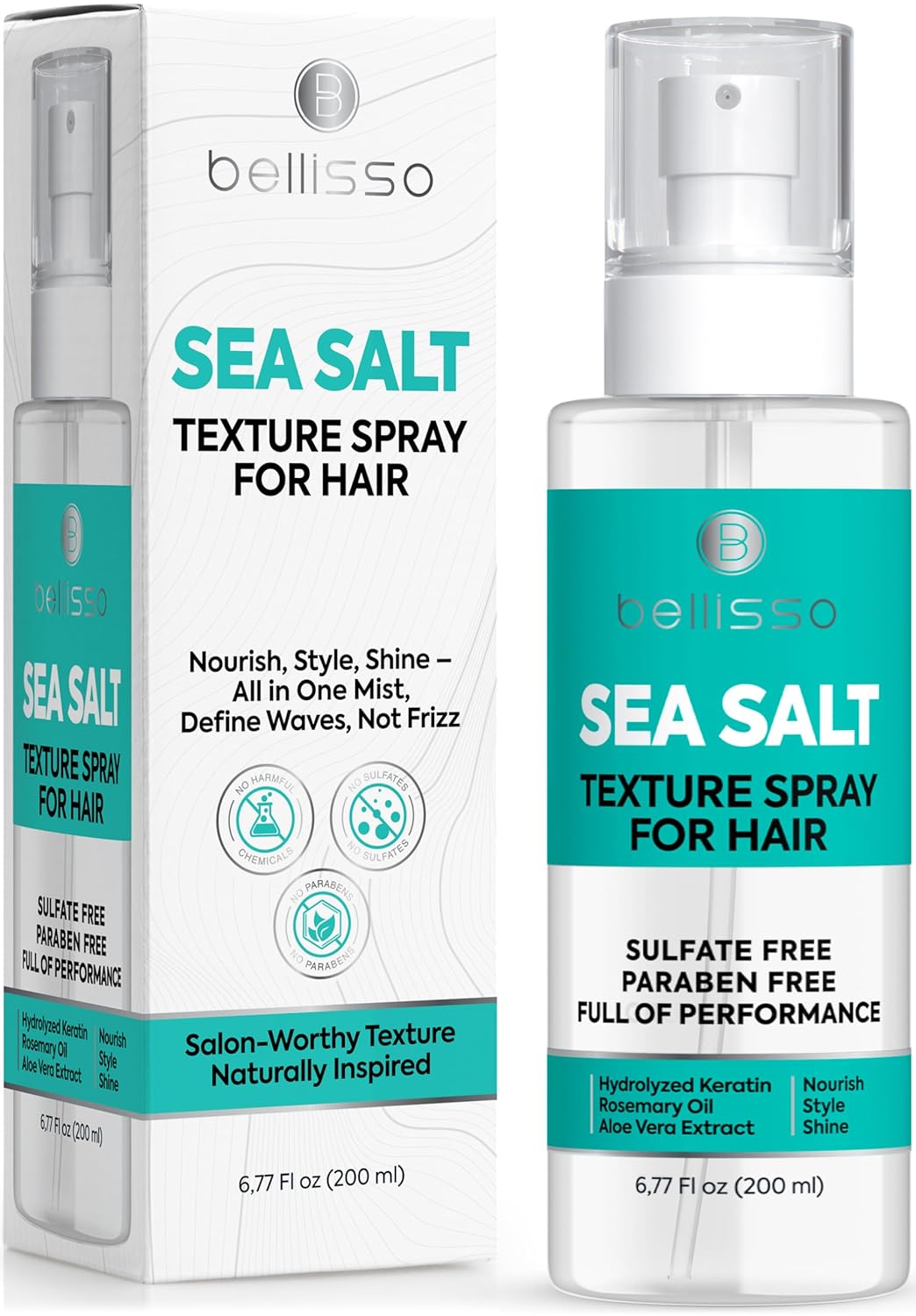 Sea Salt Spray - Dry Hair Texture for Women and Men - Products for Volume for Fine, Wavy and Curly Hair - Thickening, Texturizing and Light Volumizing Effect - Alcohol Free Formula - Travel Size