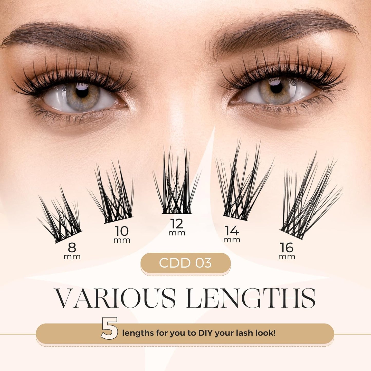 PopUp 168Pcs Cluster Lashes,8-16mm DIY Eyelash Extensions,Cluster Eyelashes for Self-application Individual Lashes at Home,3D Rapid Soft and Lightweight-Style CDD03