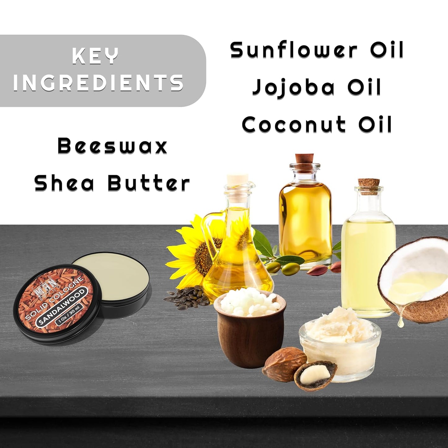 Solid Cologne Men's Sandalwood Cologne for Men, Wax Sandalwood Perfume, Solid Perfume with a Sandalwood Men's Fragrance (1 Ounce, Sandalwood Men's Cologne Balm)