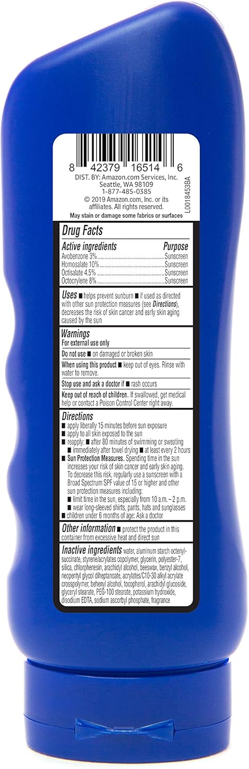 Solimo Sunscreen Lotion, No Octinoxate/Oxybenzone, Unscented, 8 fl oz, 6-Pack