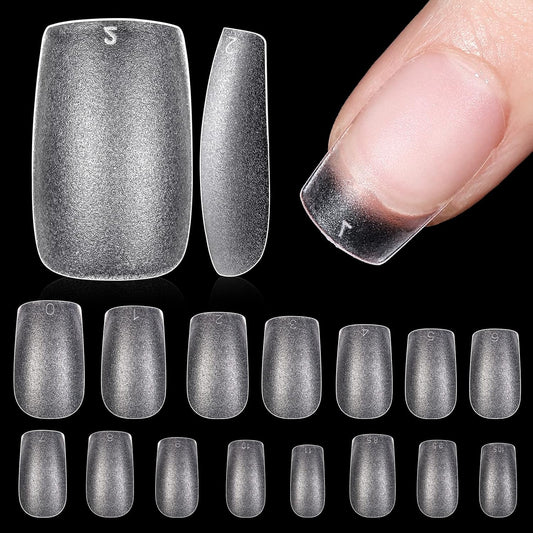 TOMICCA Short Square Nail Tips 240Pcs Pre-buff Full Matte Acrylic Fake Nails, 15 Sizes Full Cover Press on Nail for Extension Manicure Home DIY Nail Art