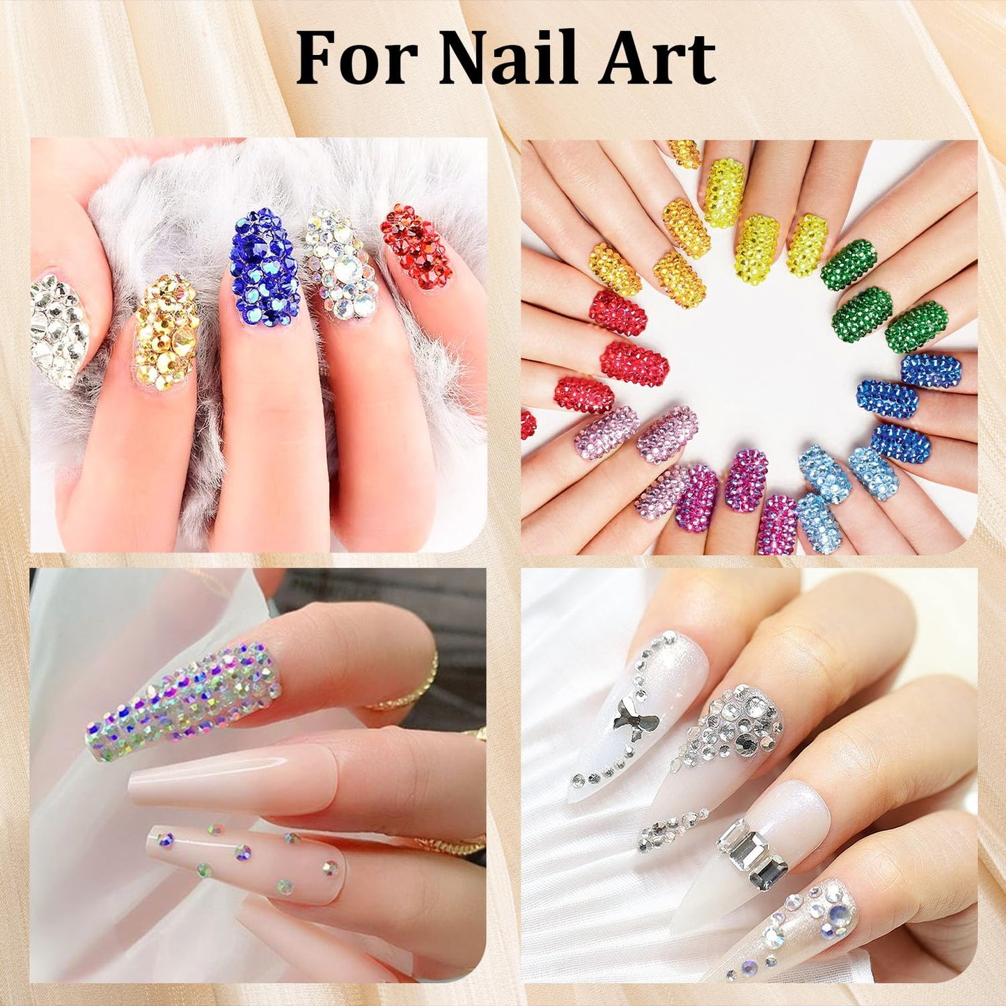 Colorful Face Gems for Makeup Set, Clear Glass Gems+Mixed-Colored Crystals with Picker Pencil, Makeup Glue, Dual-End Dotting Tool, Tweezer for Eye Body Hair Make-up and Nail Art Deco