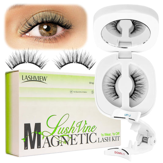 LASHVIEW Magnetic Eyelashes with Applicator (L01) No Glue Needed | Reusable & Comfortable | Windproof & Waterproof | Natural Look