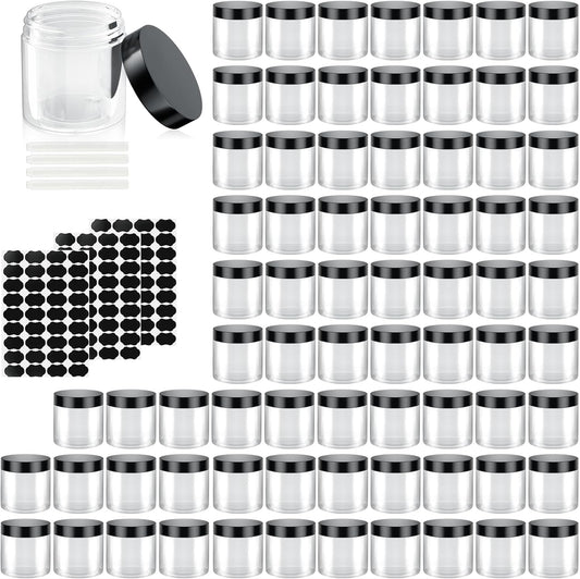 40 Pack 4 Oz Plastic Containers with Lids, OBKJJ Clear Travel Size Leak Proof Makeup Travel Containers BPA Free Cosmetic Slime Jars for Lotion, Cream, Body Butter, Makeup, Ointments (40)