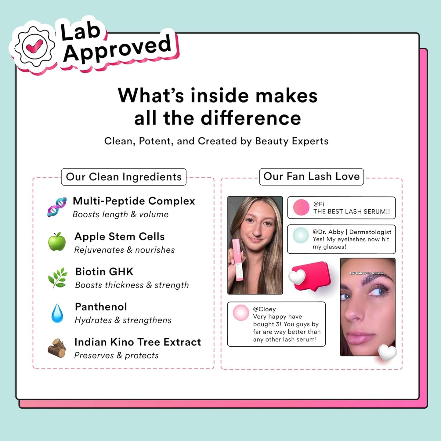 nuorganic Cosmic Lash Serum Without Prostaglandins | Eyelash Growth Serum for Thicker, Longer, More Defined Lashes | 4-Month Supply XL Size | Made in USA | cGMPA Certified Lab | 8ml