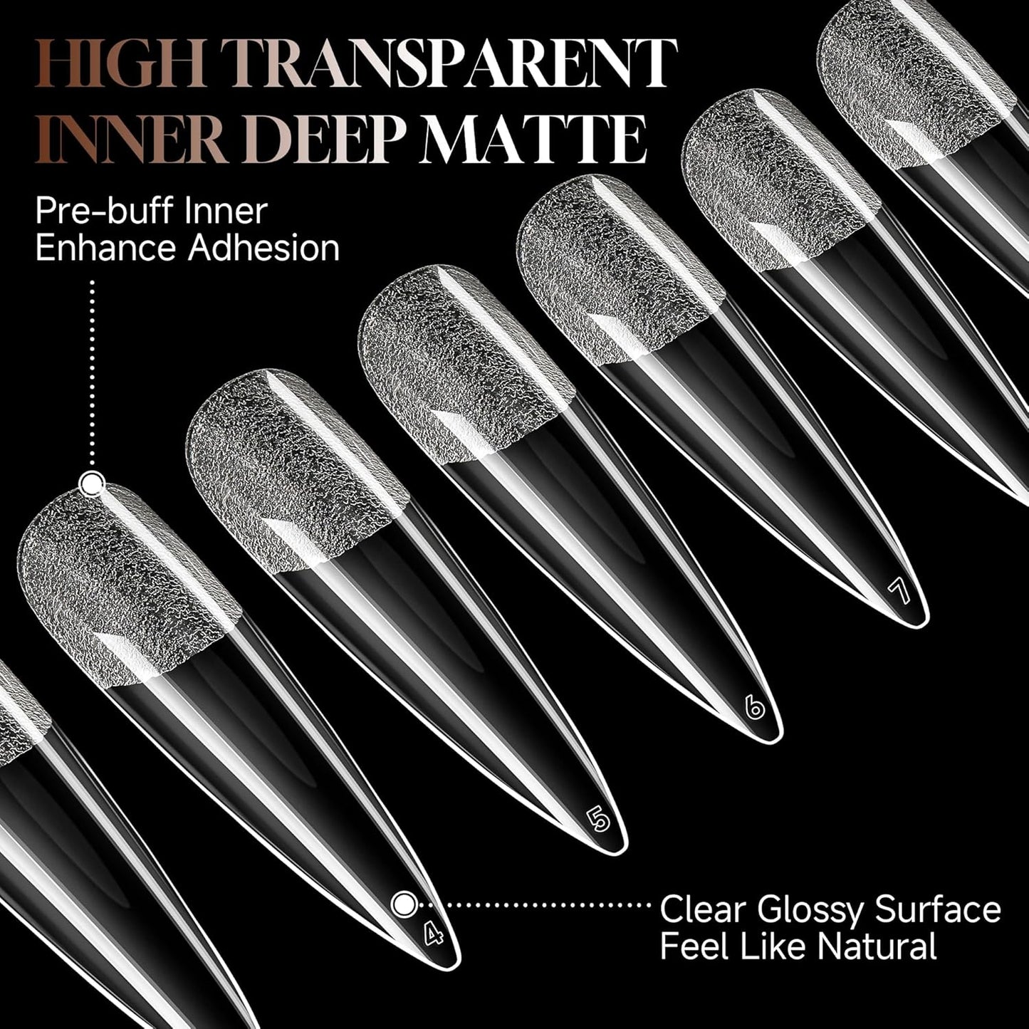 UNA GELLA Clear Stiletto Fake Nails - 216pcs Extra Long Full Cover Gel Nail Tips - 12 Sizes for Nail Extension, No Filing Needed - Home DIY Salon Gelly Tips