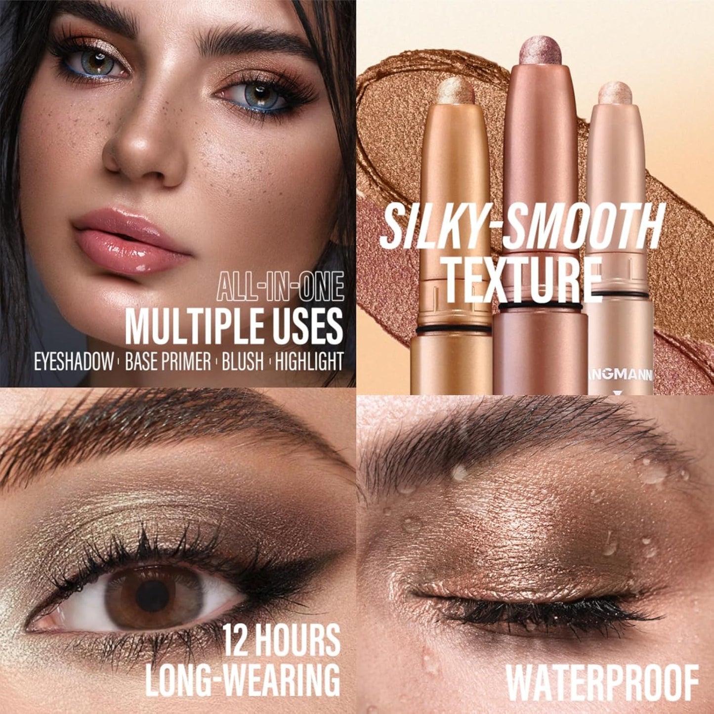 Jolilab Eyeshadow Stick Set, 2 Colors Matte Professional Bright-Colored Contouring and Highlight Eyeshadow Stick, Cream Waterproof Long Lasting High Pigmented Eye Shadow. (2, 08+21 2pcs)