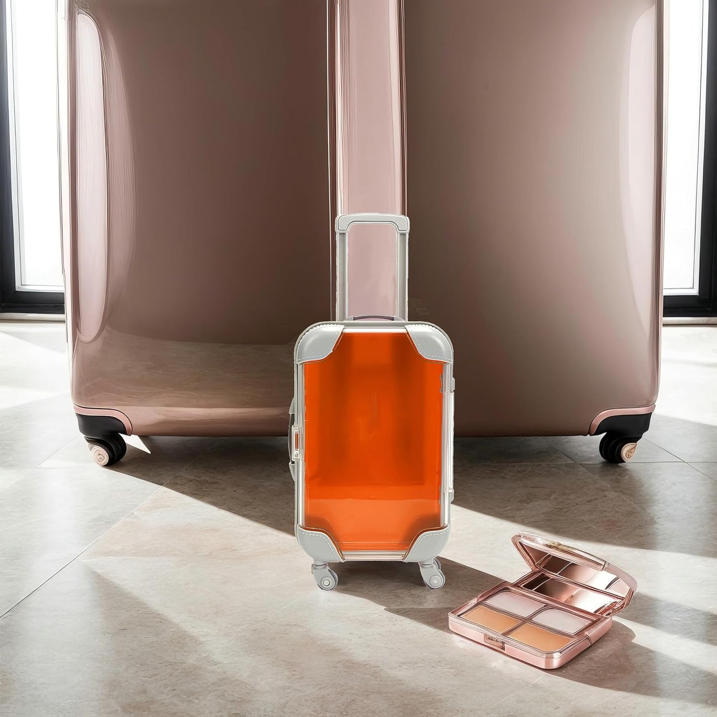 False Eyelash Storage Box, Portable Travel Organizer Mini Luggage False Eyelash Tray Makeup Tool (ORANGE)