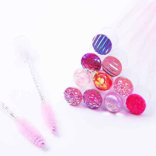 i-Laesh 20 Pcs Lash Brush Eyelash Brushes for Eyelash Extensions Spoolies Cleaning Mascara Wands Tube Diamond Disposable Makeup Tool Applicator Set Sanitary Extension Supplies (Pink Mix)