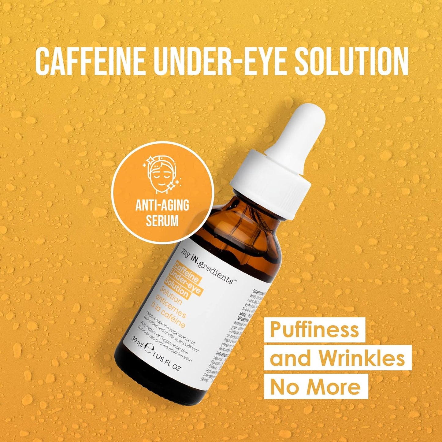 masque BAR My Ingredients Caffeine Under-Eye Solution for Dark Circles, Puffiness and Wrinkles - Treatment for Bags Under Eyes and Fine Lines, for Men and Women