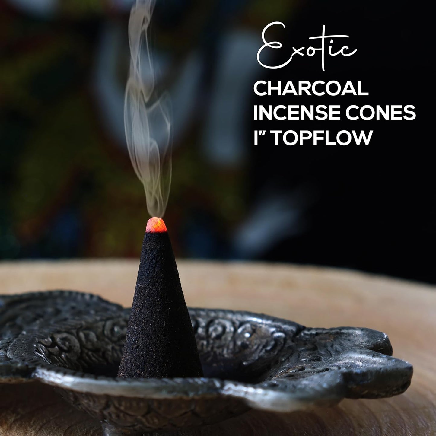 Lavender Charcoal Incense Cones 1" TOPFLOW - 100 Pack Bulk - Natural Scented Cones Handmade Hand Dipped