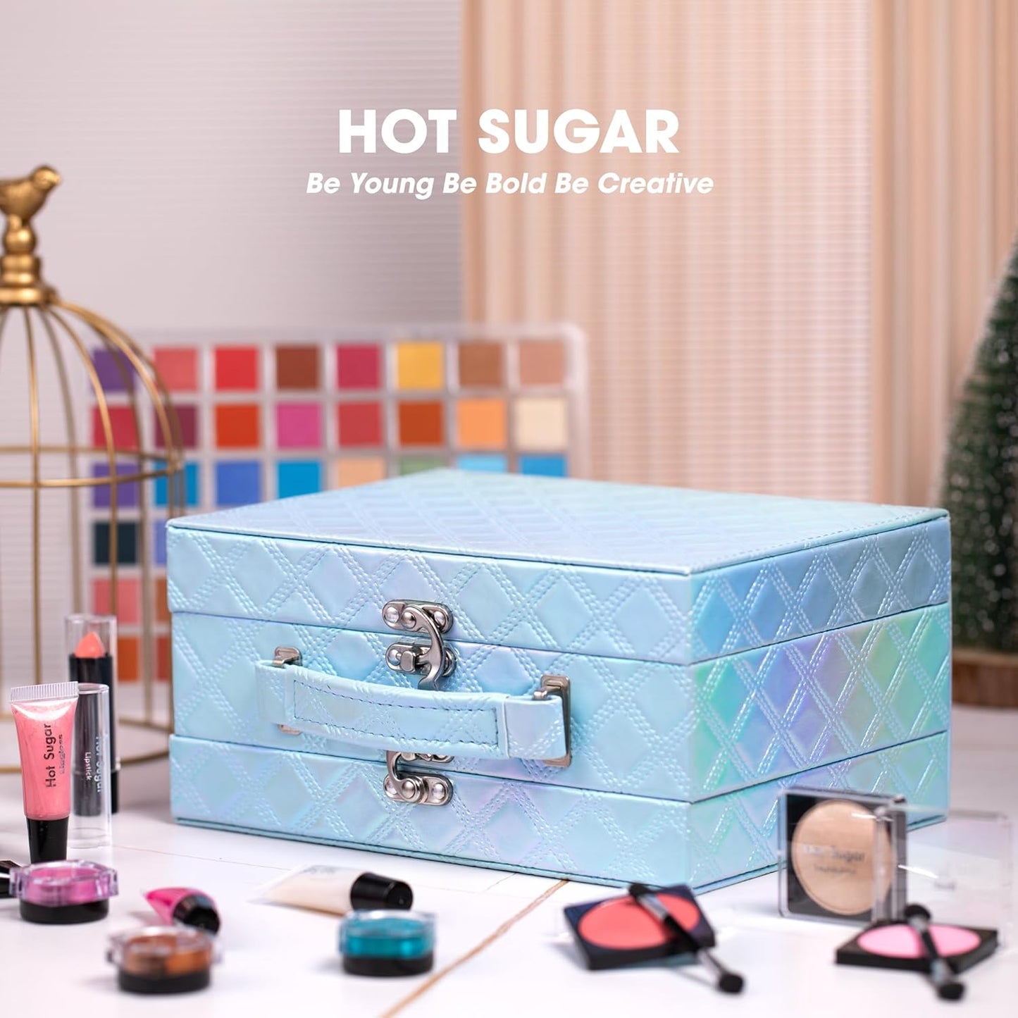 Hot Sugar Makeup Kit for Preteen Girls 10-12, Birthday Christmas Makeup Gift Set for Teens 16-18, All in One Beginner Makeup Kit for Women Full Kit (Blue Diamond)